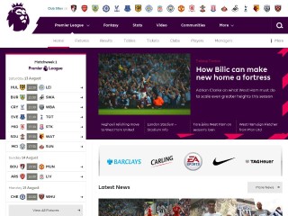 Screenshot sito: Premierleague.com