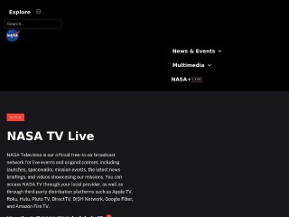 Screenshot sito: Nasa.TV