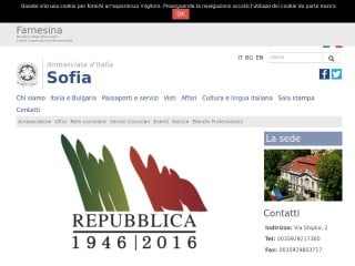 Screenshot sito: Ambasciata italiana in Bulgaria