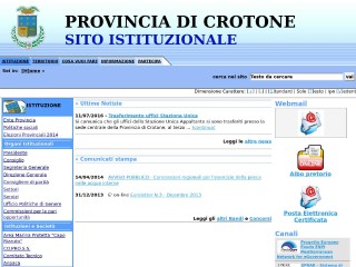 Screenshot sito: Provincia di Crotone 