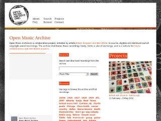Screenshot sito: Open Music Archive