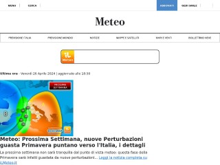 Screenshot sito: Repubblica Meteo