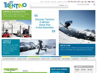 Screenshot sito: VisitTrentino