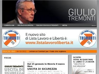 Screenshot sito: Giulio Tremonti