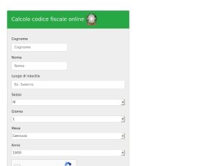 Screenshot sito: Generatore codice fiscale online