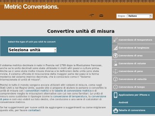 Screenshot sito: Metric Conversions
