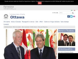 Screenshot sito: Ambasciata italiana in Canada