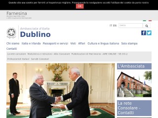 Screenshot sito: Ambasciata italiana in Irlanda