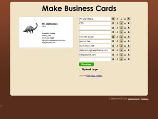 Screenshot sito: Business Card Robot