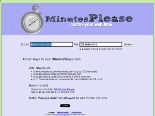 Screenshot sito: Minutes Please