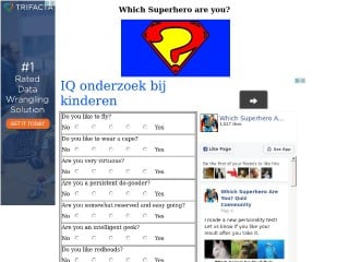 Screenshot sito: The SuperHero Quiz