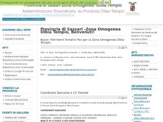 Screenshot sito: Provincia di Olbia-Tempio