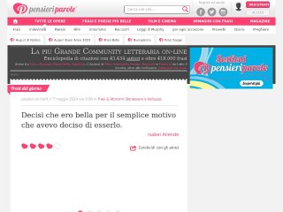 Screenshot sito: PensieriParole