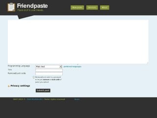 Screenshot sito: FriendPaste
