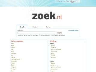 Screenshot sito: Zoek.nl
