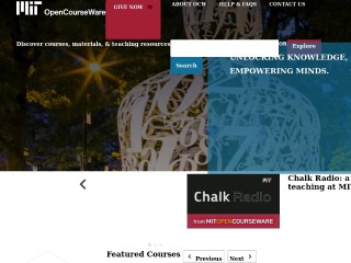 Screenshot sito: MIT OpencourseWare