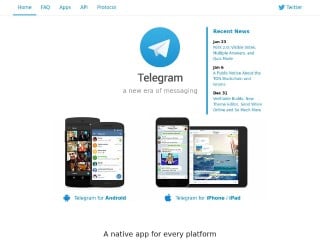 Screenshot sito: Telegram