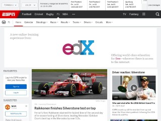 Screenshot sito: F1 Racing Live