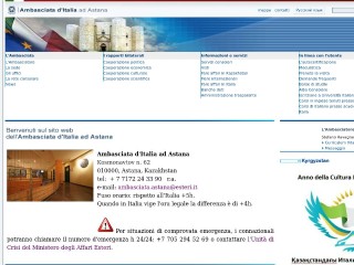 Screenshot sito: Ambasciata italiana in Kazakhstan