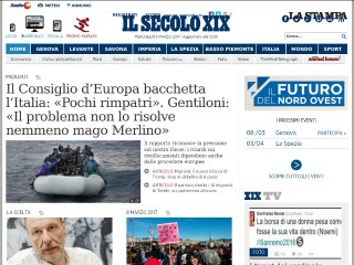 Screenshot sito: Il Secolo XIX