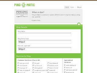 Screenshot sito: Ping-o-Matic