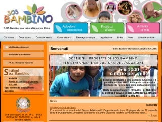 Screenshot sito: SOS bambino