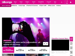 Screenshot sito: Allsongs.tv