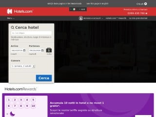 Screenshot sito: Hotels.com
