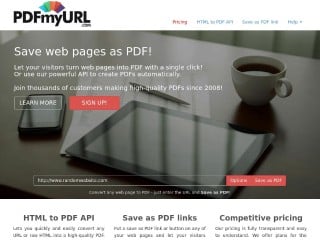 Screenshot sito: PDFmyURL