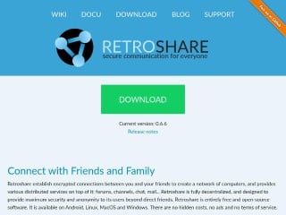 Screenshot sito: RetroShare