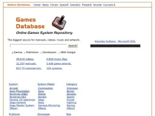 Screenshot sito: Games Database