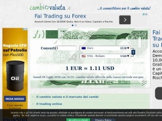 Screenshot sito: CambioValuta