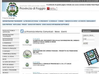 Screenshot sito: Provincia di Foggia