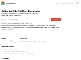 Screenshot sito: Online YouTube subtitles downloader