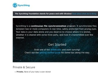 Screenshot sito: Syncthing