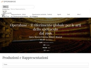 Screenshot sito: Operabase
