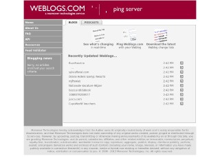 Screenshot sito: Weblogs.com