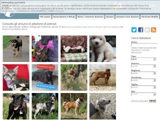 Screenshot sito: Animali Senza Casa