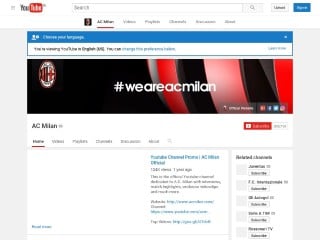 Screenshot sito: Youtube MilanChannel