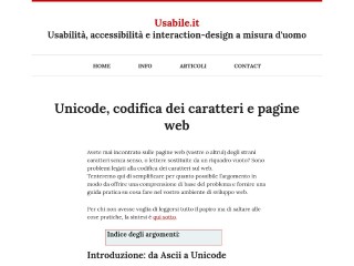 Screenshot sito: Unicode codifica dei caratteri e pagine web