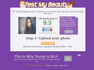 Screenshot sito: Test My Beauty