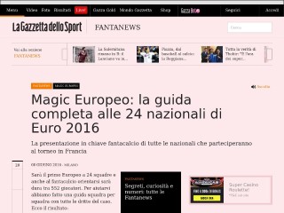 Screenshot sito: Magic Europeo