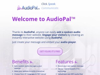 Screenshot sito: Audiopal