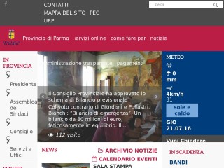 Screenshot sito: Provincia di Parma