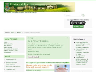Screenshot sito: Provincia di Prato