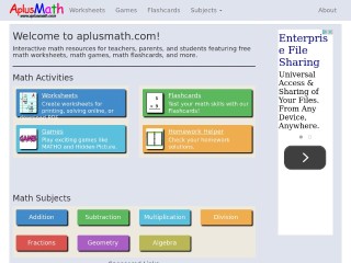 Screenshot sito: Aplusmath.com