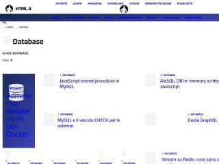 Screenshot sito: Html.it Database