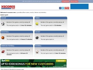 Screenshot sito: Xscores.com