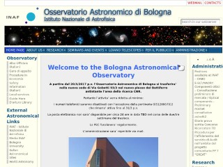 Screenshot sito: Osservatorio Astronomico di Bologna
