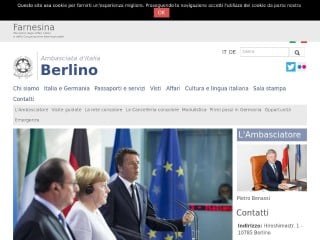 Screenshot sito: Ambasciata italiana in Germania